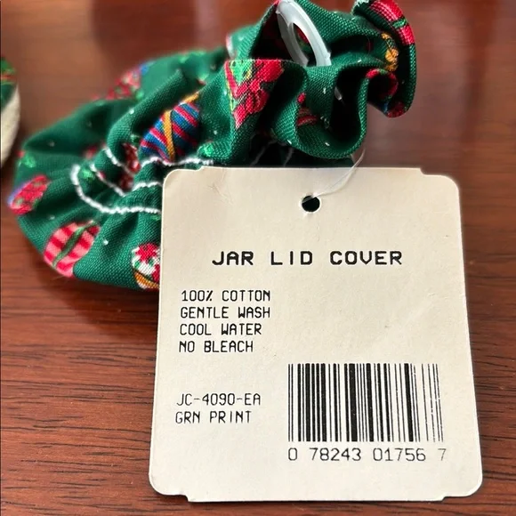 Cross Stitch Jar Lid Covers with Festive Print Lot of 10 - Picture 2 of 4